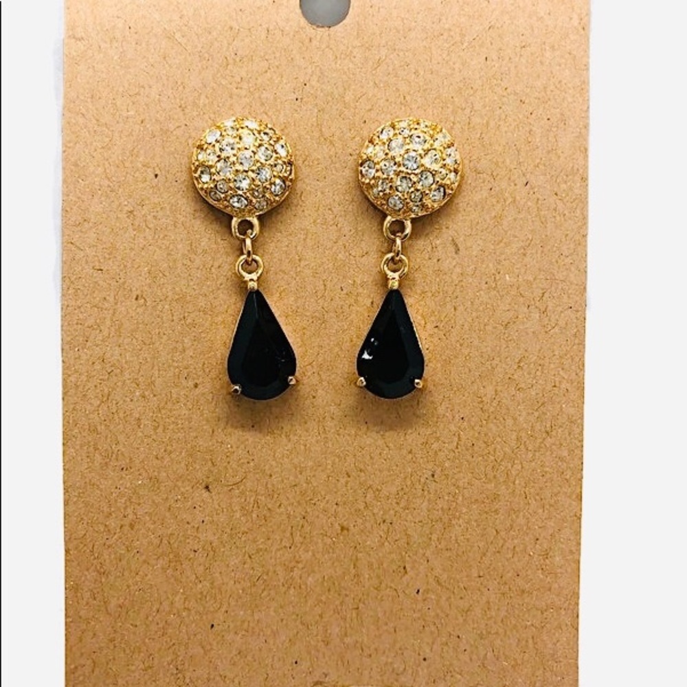 Vintage Roman Teardrop & Rhinestone Earrings